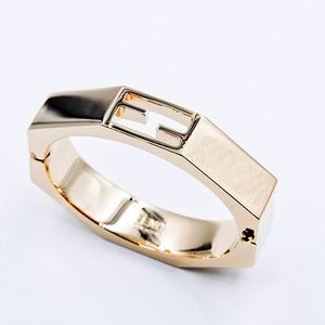 Fendi Jewelry - Fendi FF Logo Geometric Heavy Metallic Cuff Bangle Fendi Jewelry - Fendi FF Logo Geometric Heavy Metallic Cuff Bangle